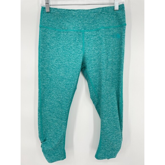 THE NORTH FACE Cropped Ruched Green Blue Leggings Size M - Picture 1 of 8